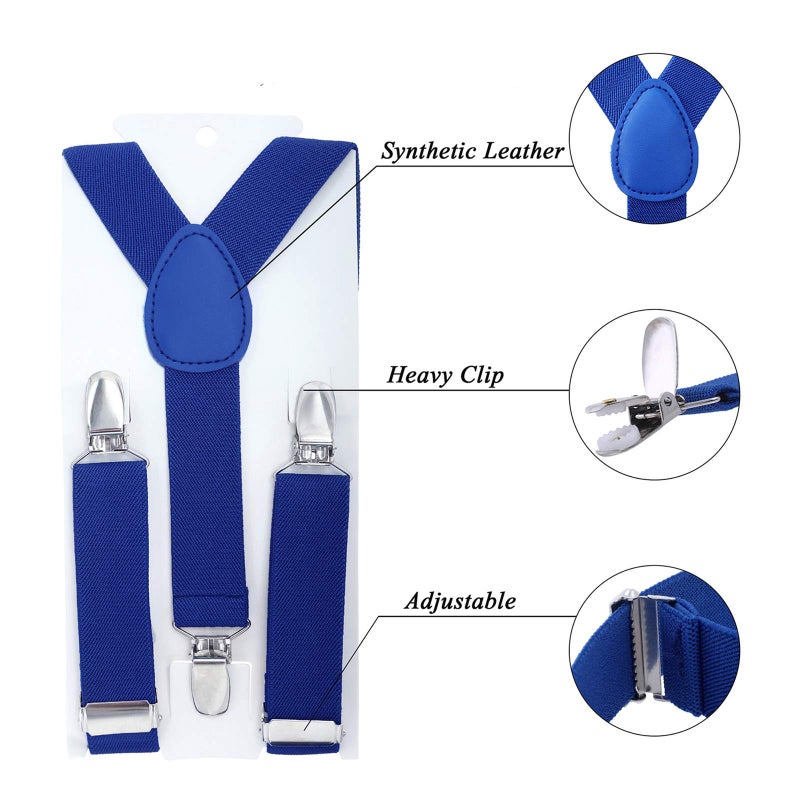 Kajeer Kids Suspender Bowtie Necktie Sets - Adjustable Elastic Classic Accessory Sets for 6 Months to 13 Year Old Boys & Girls (Royal blue, 26 Inches (Fit 6 Months to 6Years)) - Image 3
